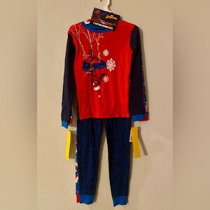 New Christmas Holiday Winter Spider-Man Boy Long Sleeve  Pajamas 2-pack Size 10